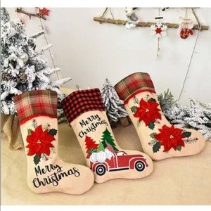 🎄3 Pieces 3D Merry Christmas Flowers 18” Stocking